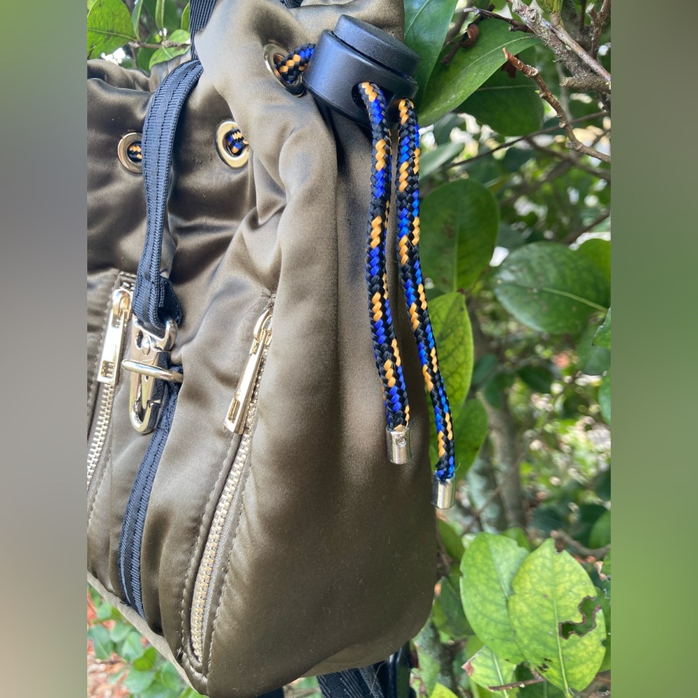 Zara Olive Green and Black Mini Backpack with Blue Accent - Picture 3 of 7